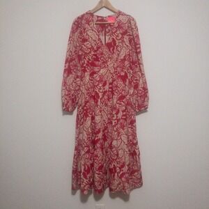 Lilly Pulitzer Tinslee Floral Dress Womens Size 4 Pink Tropical Island Tiered